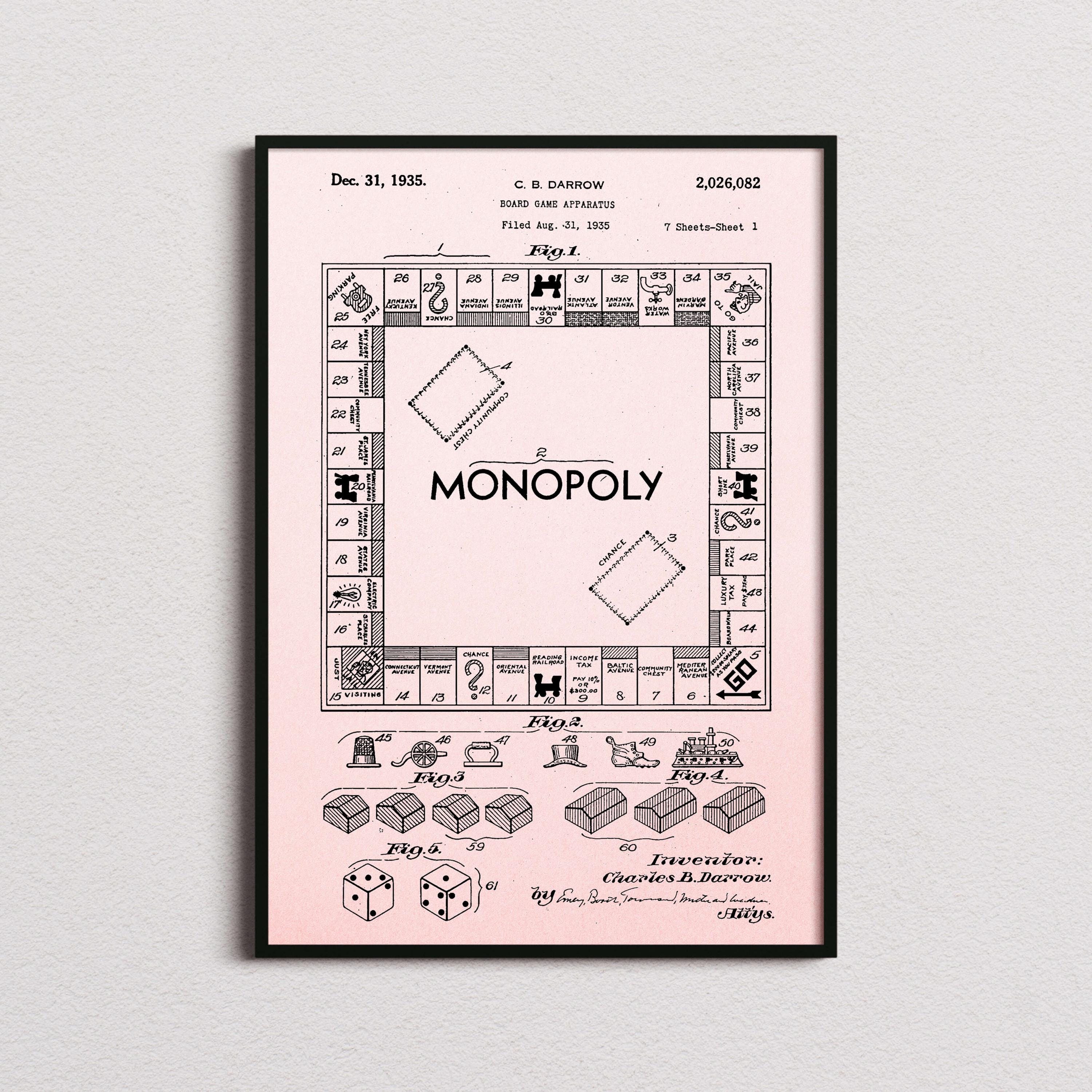 Monopoly Wall In Monopoly Patent Print, Monopoly Poster, Monopoly Wall Art, Monopoly Art ...