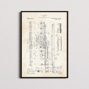 Flöte Patent Print, Flöte Poster, Flöte Wandkunst, Flöte Kunstdruck, Flöte Geschenke