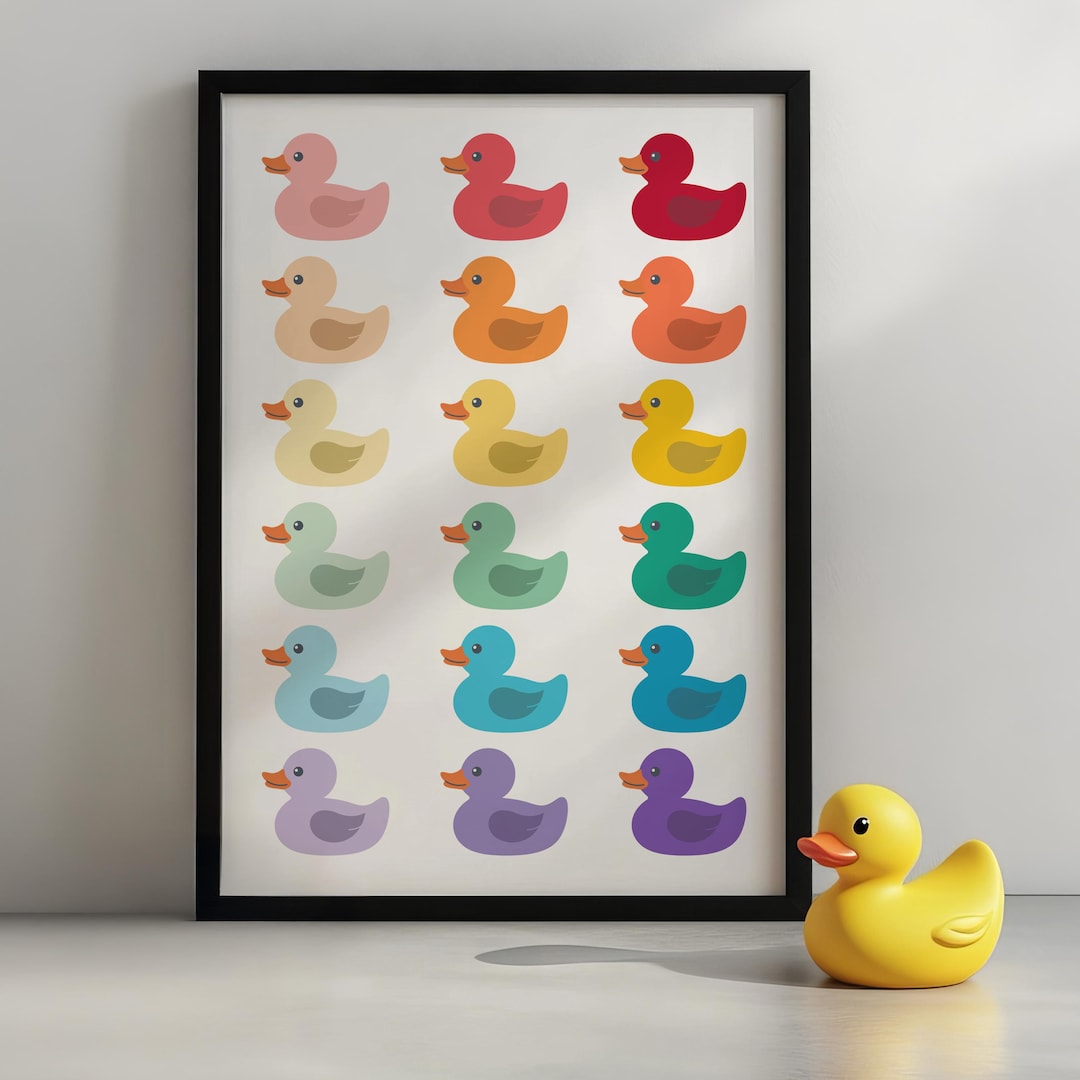 Rainbow Rubber Duck Print, Bathroom Art Print, Bathroom Wall Art ...