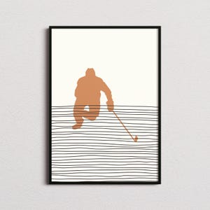 Ice Hockey Player Print, Ice Hockey Silhouette Print, Ice Hockey Mid-century Art, Ice Hockey Poster, Ice Hockey Wall Art, Ice Hockey Gifts