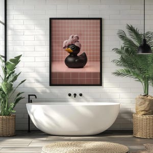 Cute Black Rubber Duck Print, Rubber Duck Prints, Rubber Duck Wall Art, Funny Bathroom Print, Bathroom Wall Art, Rubber Duck Gifts