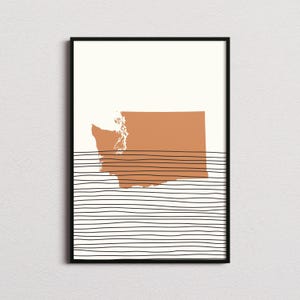 Washington Druck, Washington Silhouette Karte Druck, Washington Mitte des Jahrhunderts, Washington Poster, Washington Wandkunst