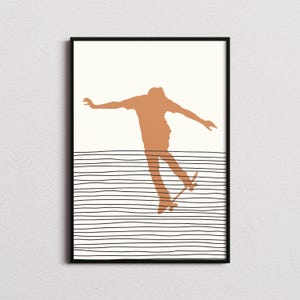 Skateboarder Print, Skateboarder Silhouette Print, Skateboarder Mid-century Art, Skateboarding Poster, Skateboarding Print
