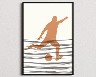 Fußballspieler Print, Fußballspieler Silhouette Druck, Fußballspieler Poster, Fußballspieler Wandkunst, Fußballspieler Poster