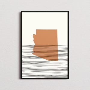 Arizona Print, Arizona Silhouette Map Print, Arizona Mid-century Art, Arizona Poster, Arizona Wall Art