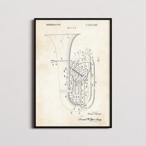 Tuba Patent Print, Tuba Poster, Tuba Wall Art, Tuba Art Print, Tuba Gifts