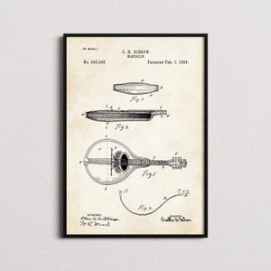 Mandolin Patent Print, Mandolin Poster, Mandolin Wall Art, Mandolin Art Print, Mandolin Gifts