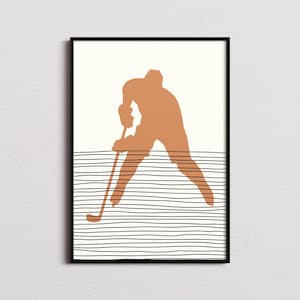 Ice Hockey Player Print, Ice Hockey Silhouette Print, Ice Hockey Mid-century Art, Ice Hockey Poster, Ice Hockey Wall Art, Ice Hockey Gifts