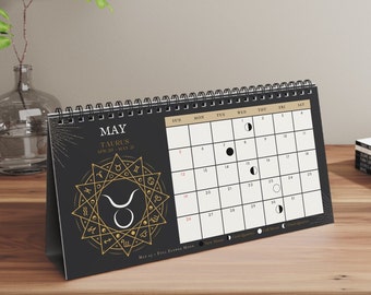 Moon Calendar 2024, Desk Calendar 2024, 2024 Desk Calendar, Moon Phase Calendar, Lunar Calendar, Astrological Calendar