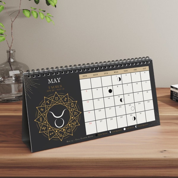 Moon Calendar 2024, Desk Calendar 2024, 2024 Desk Calendar, Moon Phase Calendar, Lunar Calendar, Astrological Calendar