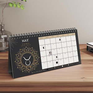 Calendário lunar 2025 | Calendário de mesa | Calendário de fases da lua | Calendário lunar | Presente de astrologia | Decoração de escritório | Fases lunares