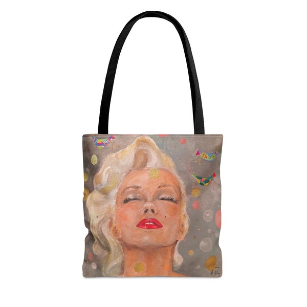 Marilyn Monroe Print Large Tote Bag, Tote Bag Polyester, Shopping Bag, Handbag, Beach Bag, Unique Design Tote Bag