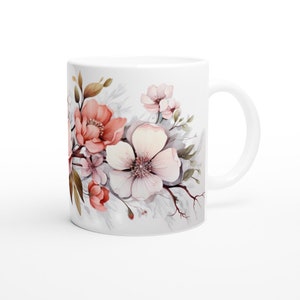 Pressed Flowers Mug, Wild Flowers Vintage Botanical Coffee Tea Mug, Flower Garden Pastel Flowers Nature Mug