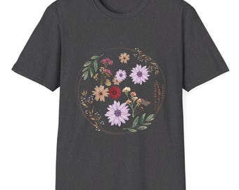 Comfortable Wildflowers Tshirt, Flower Shirt, Gift for Women, Ladies Shirts, Boho Flowers Shirt, Wild Flowers Shirt, Floral Tshirt
