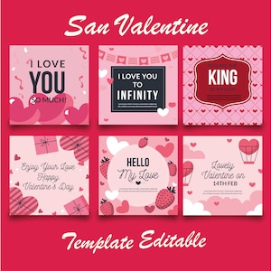 Conjunto de 6 Tarjetas de San Valentín Editables: Expresa tu Amor de Manera Única y Personalizada