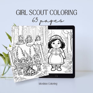65 GIRL SCOUT coloring pages. girl scout activity. coloring page bundle, cute colouring book, busy book, PDF Colour book, quiet book
