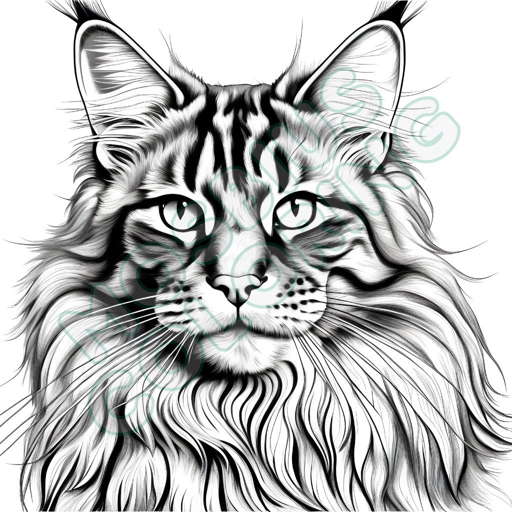 30 Realistic Cats Coloring Pages. Adult Colouring Sheet, Feline Color