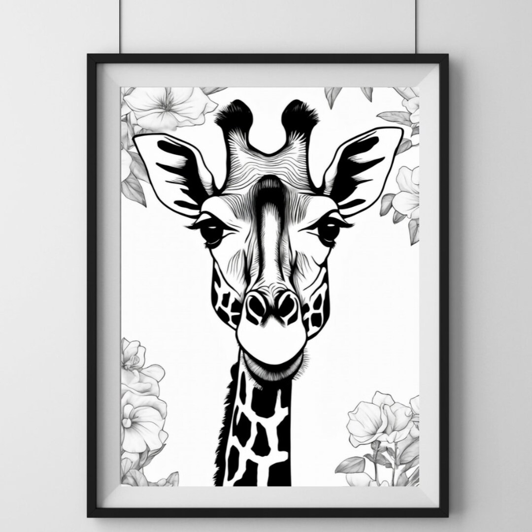 Giraffe Coloring Page, Digital Download, Printable - Etsy