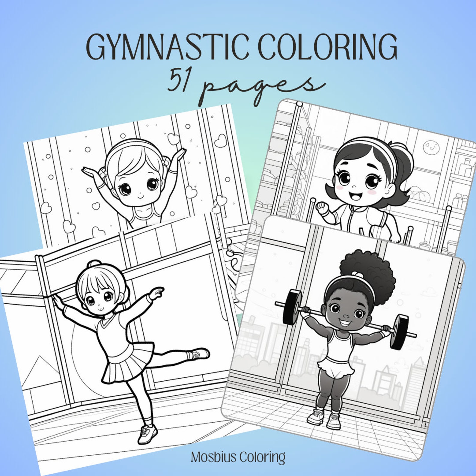51 Gymnastics Coloring Page. Cute Colouring Book, Busy Book, Fitness ...