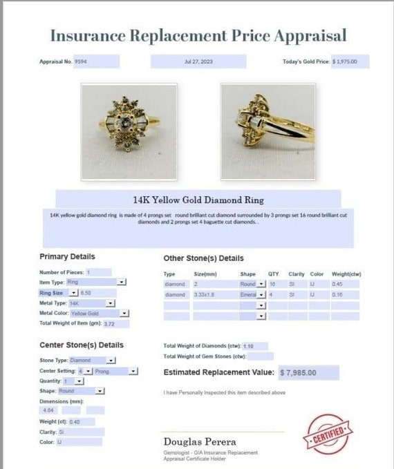 14K Yellow Gold Diamond Ring - image 3