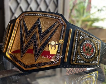 Cintura da wrestling da uomo indiscussa nera realizzata a mano in pelle replica del campionato dei pesi massimi