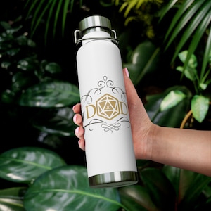 DnD Water Bottle d20 Best Dad Ever Gift Dungeons and Dragons Bottle Gamer Gift for Him Tabletop RPG Vacuum Insulated