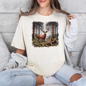 Comfort Colors® Retro Deer Wilderness Shirt, Nineties Vintage Buck And Doe Deer Outfit, Boho Unisex Shirt, Nature Lover Shirt, Forest Shirt