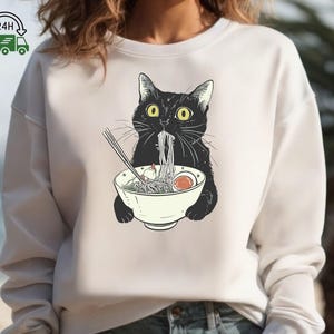 Noodle Cat Sweatshirt: Ramen Cat Hoodie - Foodie Lover Gift