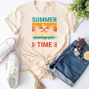 Retro Summer Vibes T-Shirt - Palm Tree Beach Shirt - Vintage Sunset Tee - Tropical Vacation Shirt - Unisex Summer Graphic Tee