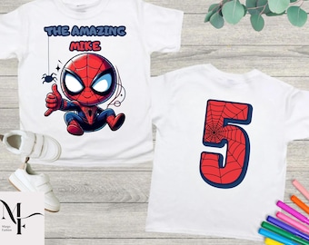 Custom Spiderman Birthday Shirt: Family Matching Gold Soft Touch Tee