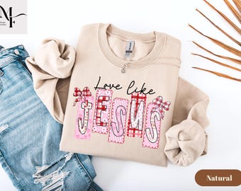 Chemise Jesus Coquette Love Like Jesus Valentine, T-shirt Jesus Valentine, T-shirt Christian Coquette Bow