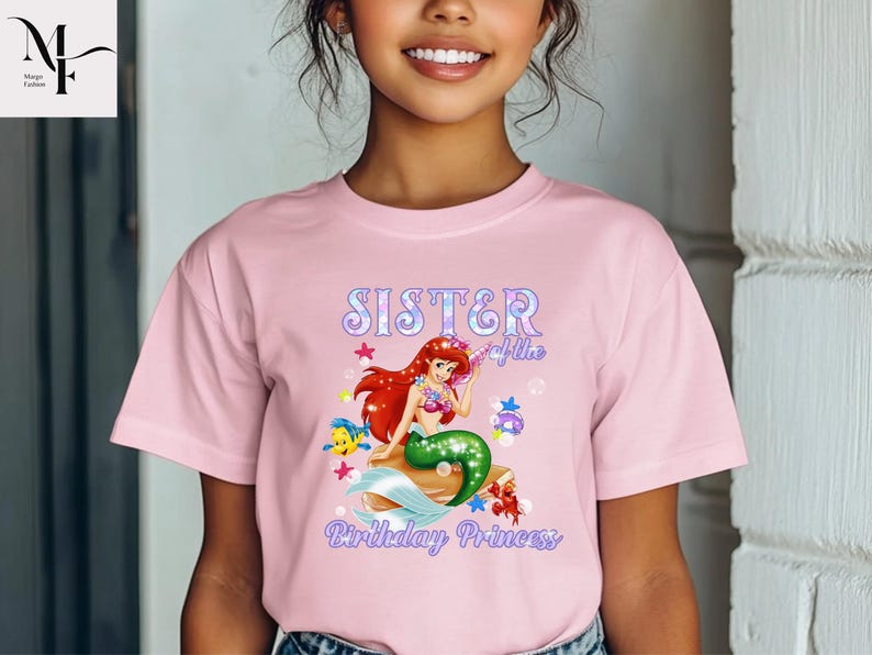Disney The Little Mermaid Birthday Tshirt, Custom Princess Birthday Tshirt, Ariel Birthday Girl Tee, Party Shirt