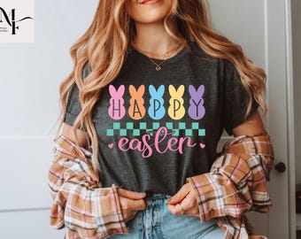 Pastel Easter Bunny T-Shirt, Trendy Women's Spring Tee