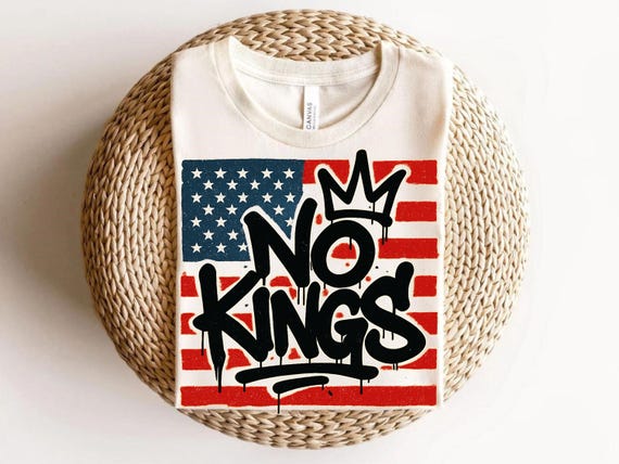 No Kings Graffiti T-Shirt: Anti-Monarchy USA Flag Graphic Tee