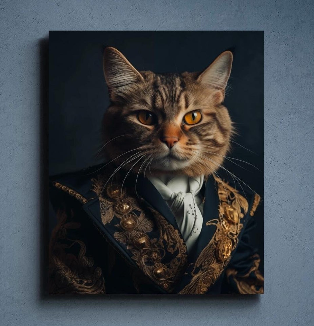 Custom Pet Portrait, Regal Cat Portrait, Royal Pet Portrait,custom Cat