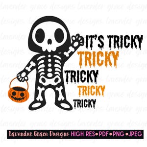 Tricky Tricky Halloween-Skelett Süßes oder Saures Digitaler Download Png Jpeg Pdf Halloween Bucket Candy Blut tropfende Schrift Halloween Kids
