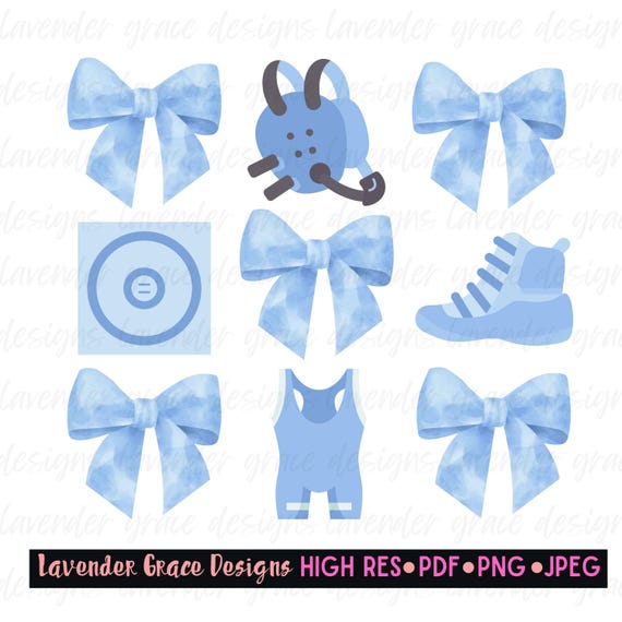 Blue Coquette Wrestling Preppy Bows Digital Download Png Jpeg Pdf Wrestling Mat Headgear Wrestling Mama Bows and Wrestlers Shoes and Singlet