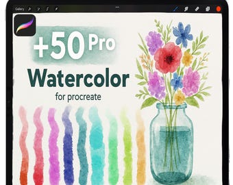 Procreate Watercolor Brushes, Wet Blending Set, Digital iPad Painting (Digital Download)