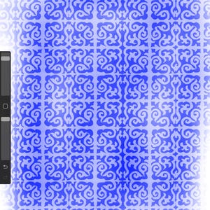 May include: A blue and white patterned design, featuring a repeating ornate scrollwork motif. The design is arranged in a grid-like pattern, creating a visually appealing and symmetrical composition. The image is a digital illustration.