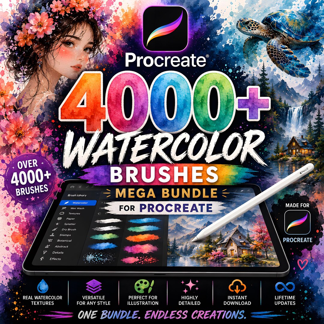 Procreate Watercolor Brushes, Painting Brush Set, Wet Watercolor ...