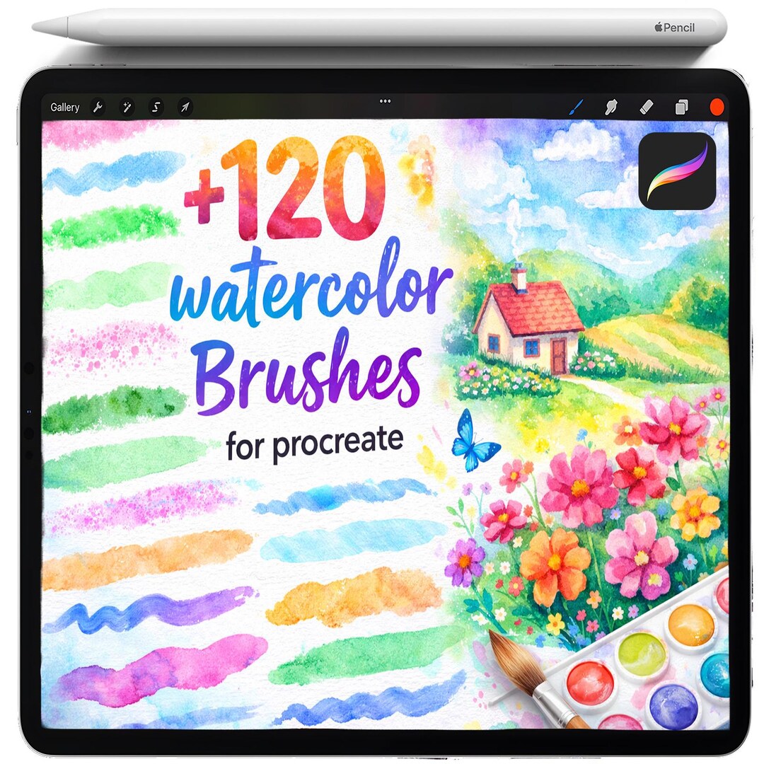 Watercolor Brushes for Procreate, Procreate Wet Watercolor Texture ...