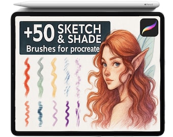 Pinceaux d'ombrage pour croquis Procreate, texture aquarelle, outils artistiques pour iPad (téléchargement numérique)