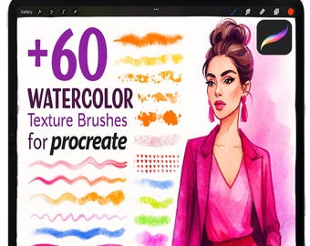 Procreate Watercolor Brushes, Wet Watercolor Brush Set, Digital iPad Brushes, Blending Brush, Procreate Paper Textures, Procreate Palettes