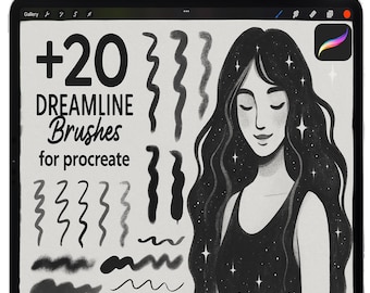 Pinceles Dreamline para Procreate, arte lineal caprichoso, sombreado, texturas (descarga digital)
