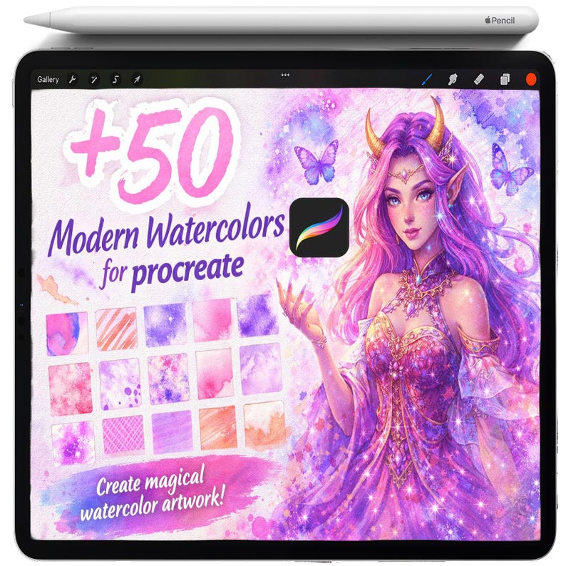 Procreate Watercolor Brushes, Watercolour Brush Set, Wet Watercolor ...