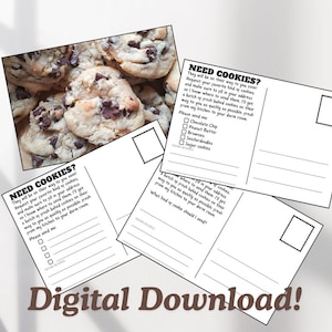 Versand Cookies Postkarten DIGITAL DOWNLOAD * Perfekt für Care Pakete, Abschlussgeschenke und mehr * Made in USA