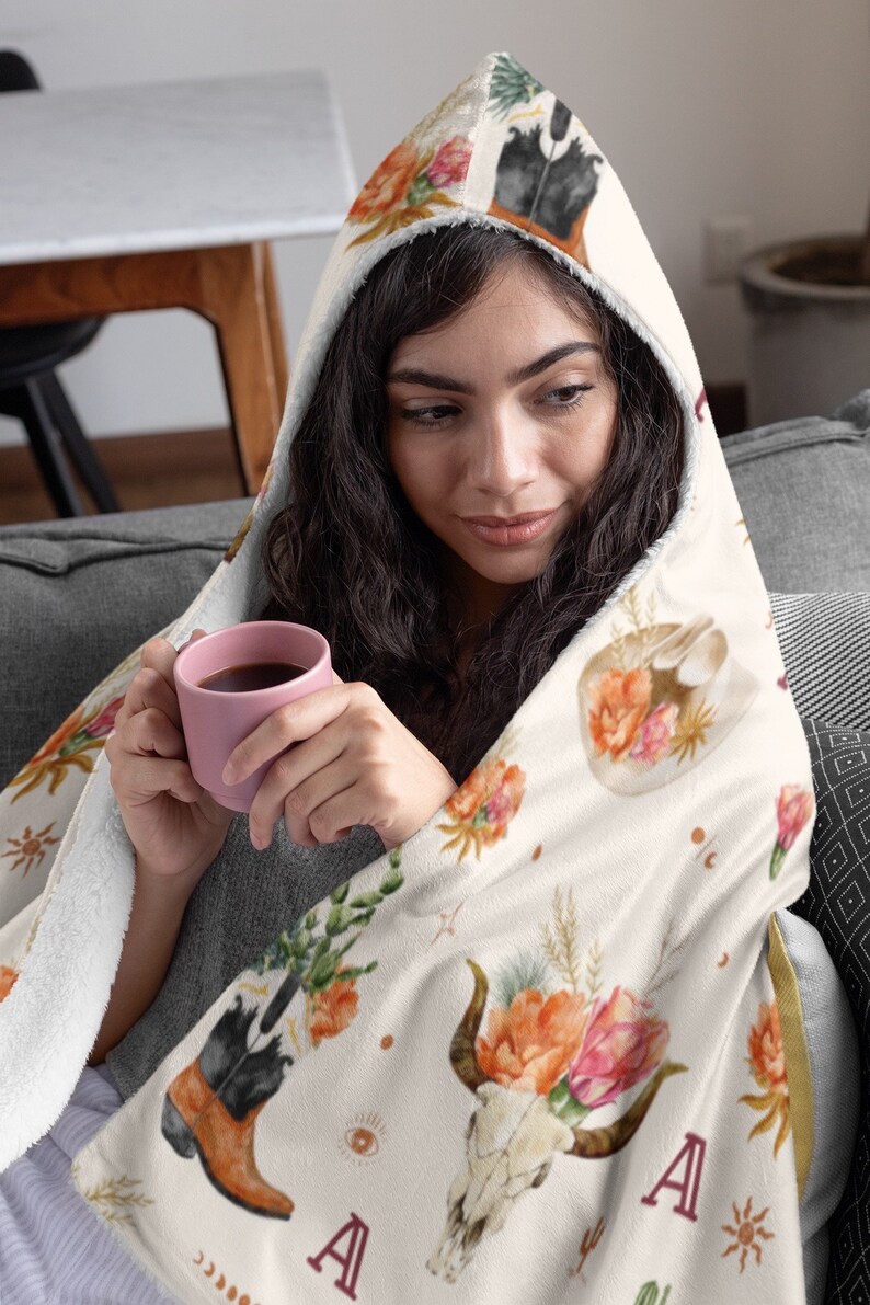 Western Cottagecore Moody Wearable Blanket Hoodie, Aesthetic Hooded