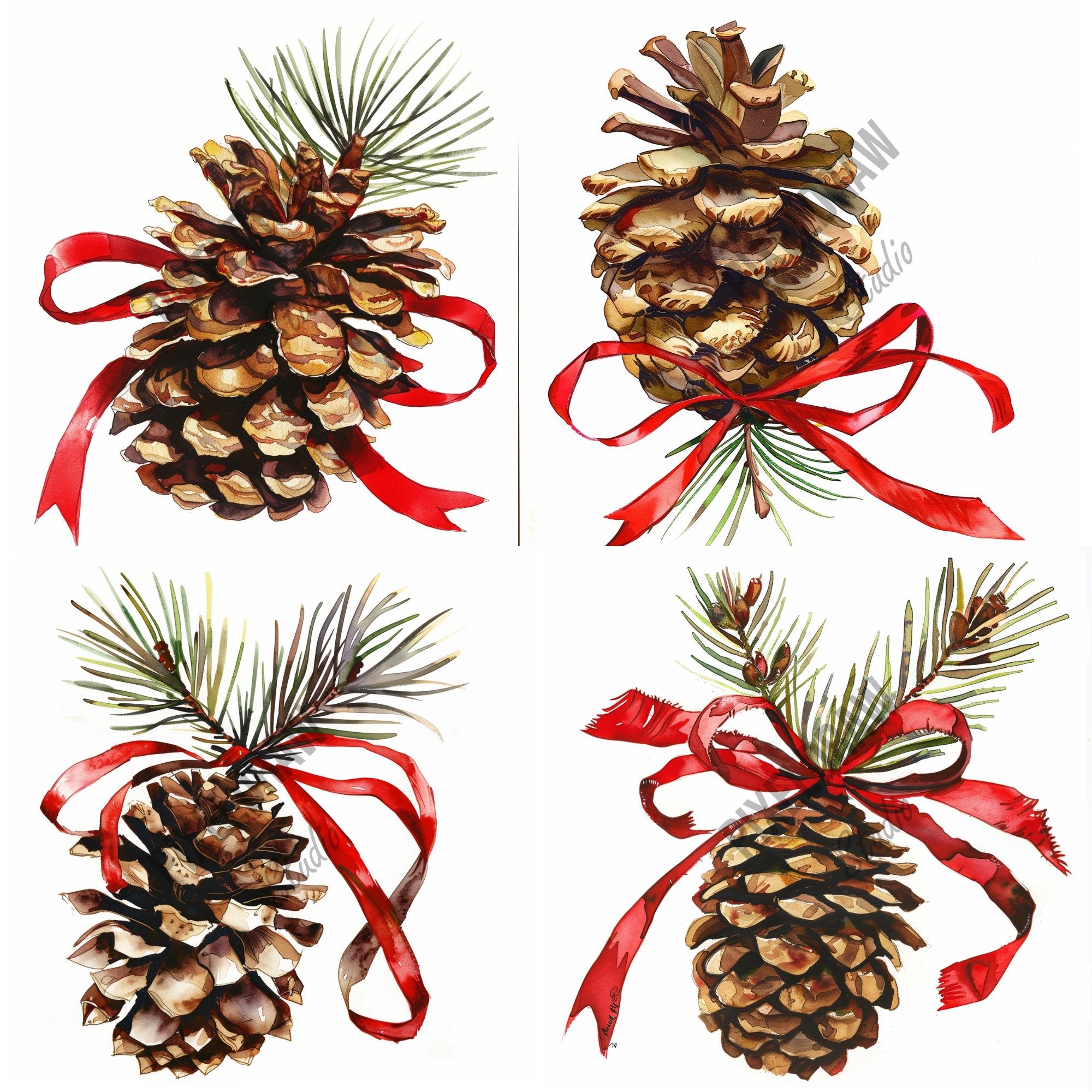 Christmas Pine Cones Clipart Set - 20 PNG Illustrations With ...