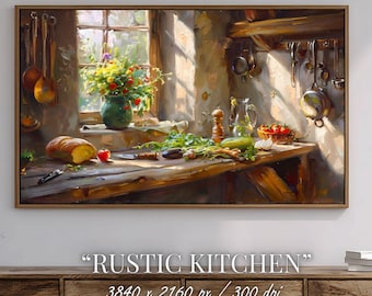 Farmhouse Kitchen Still Life Art: Rustic Cottage Painting (Digital Download)