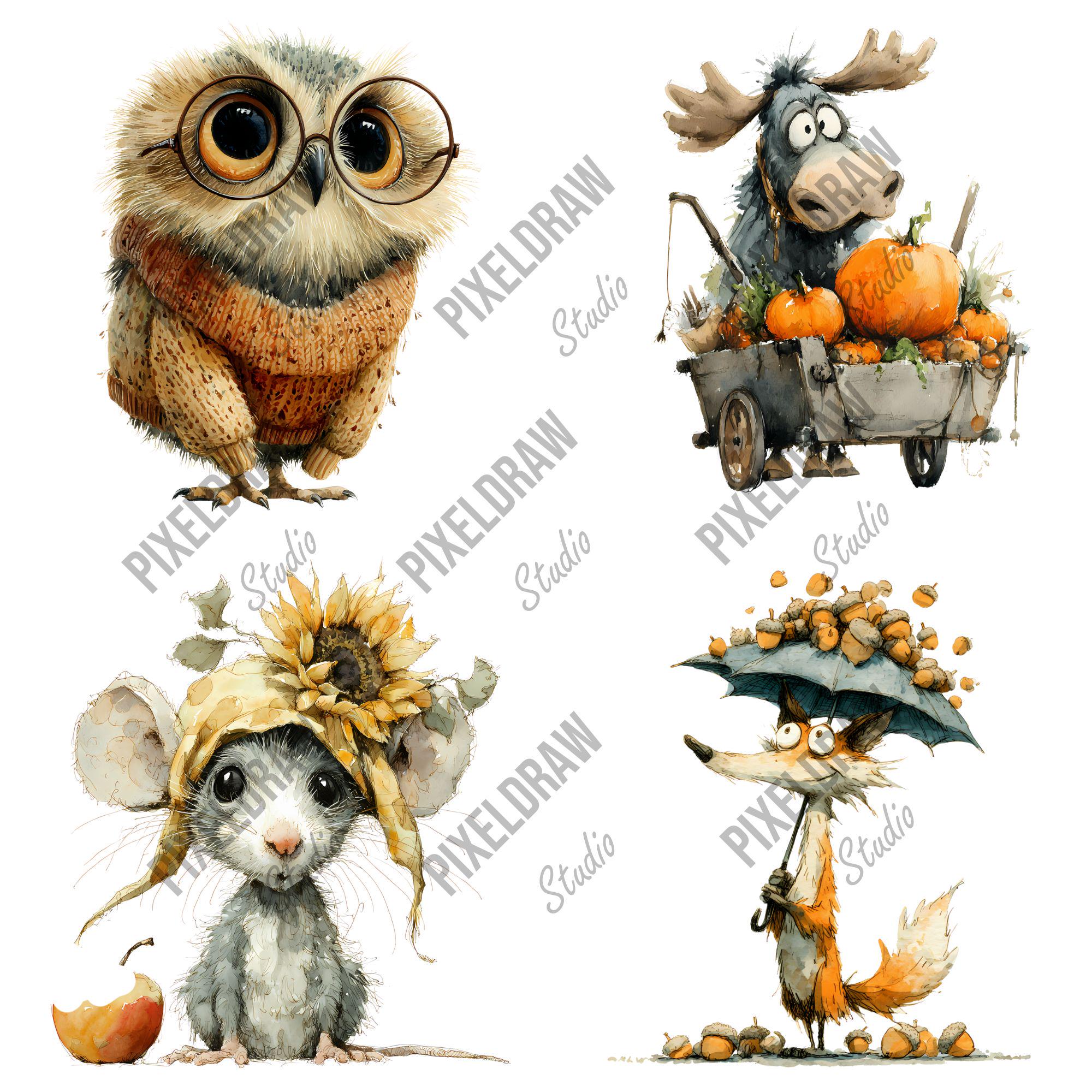 Fall Woodland Animals Clipart | Cute Autumn Forest Creatures | Funny ...